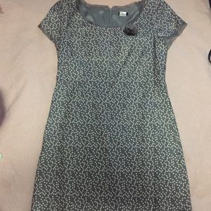 J. Crew  Grey With Cream Polka  Dot Silk Dress